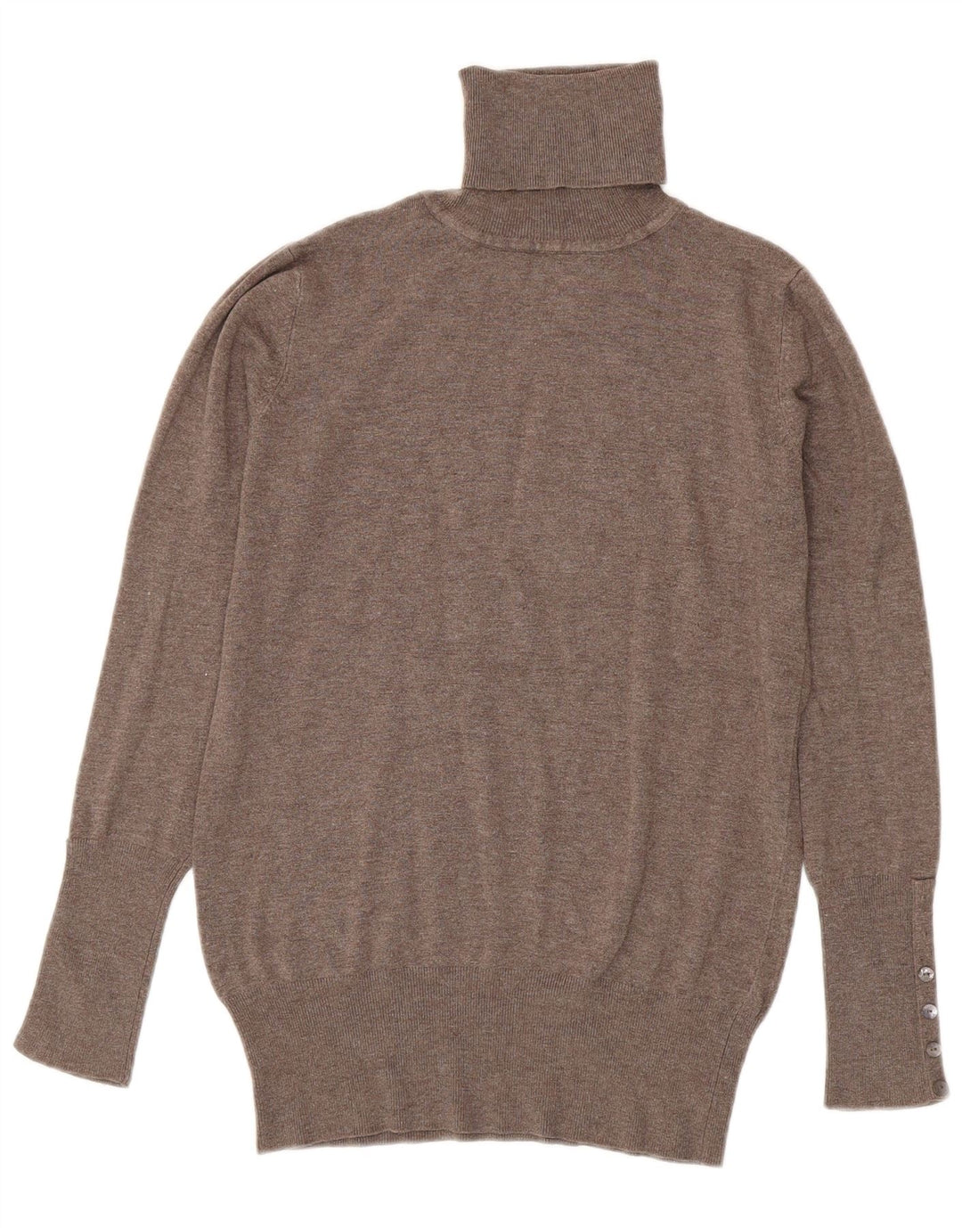Zara Dame Roll Neck Jumper Sweater UK 14 Large Brown Rayon