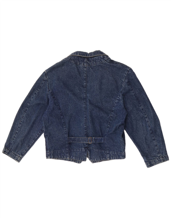 Vintage Womens Double Breasted Denim Blazer Jacket UK 14 Medium Blue Cotton
