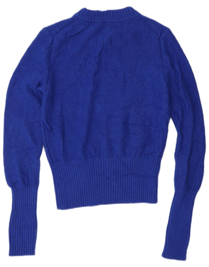 Cos Womens Crew Neck Jumper Sweater UK 10 Small Navy Blue Wool