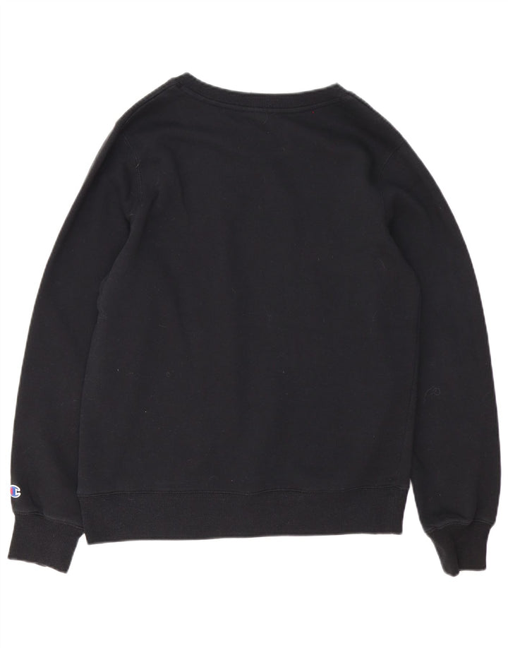 Champion Womens Graphic Sweatshirt Jumper UK 14 Medium Black Cotton
