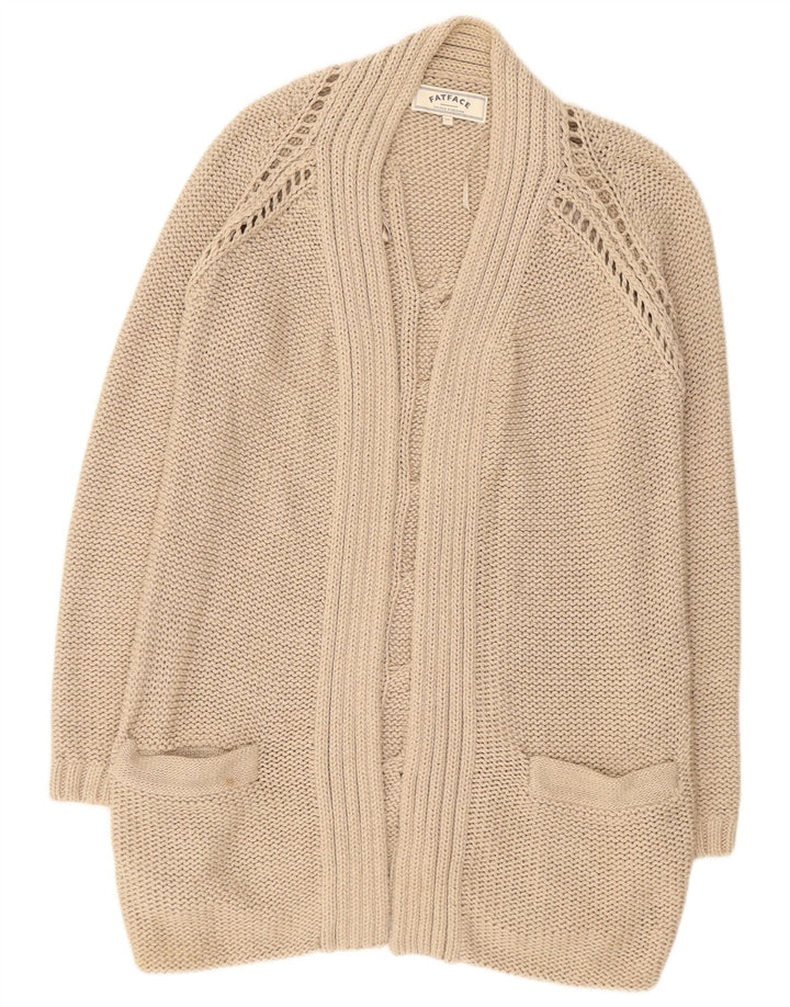 FAT FACE Womens Oversized Longline Open Cardigan Sweater UK 10 Small Beige