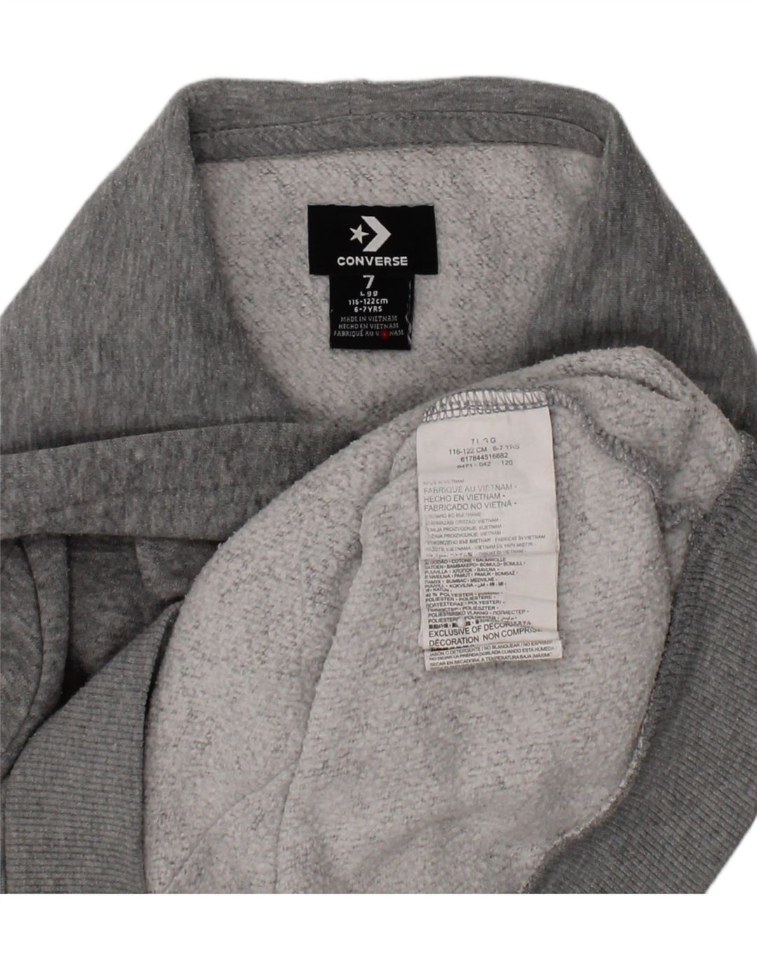 CONVERSE Boys Graphic Hoodie Jumper 6-7 Years Grey Cotton