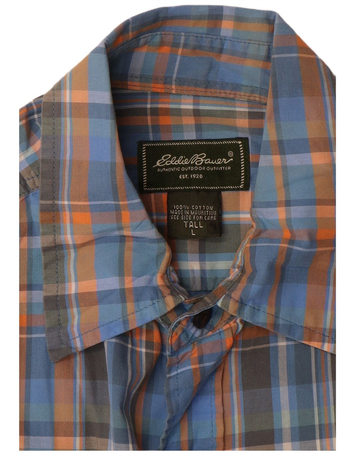 Eddie Bauer Herren-Kurzarmhemd, groß, blau kariert, Baumwolle