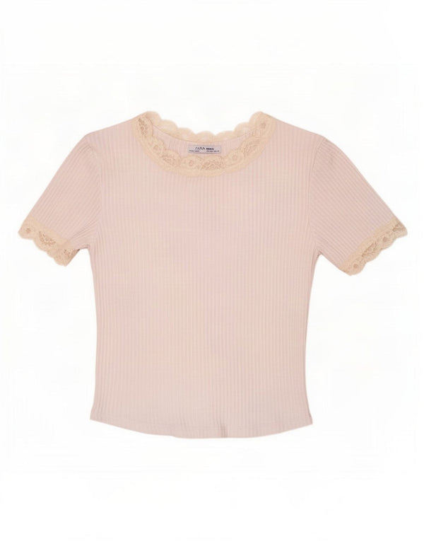 Top corto in camicetta corta Zara Trafaluc da donna UK 12 bianco medio