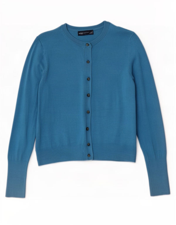 Marks & Spencer Damen Crop Cardigan Pullover UK 10 Small Türkis Viskose