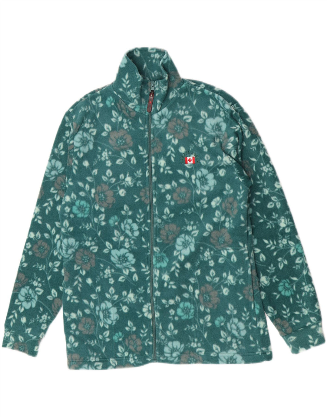Canada Logan Womens Fleece Jacket UK 18 XL Green Floral Polyester