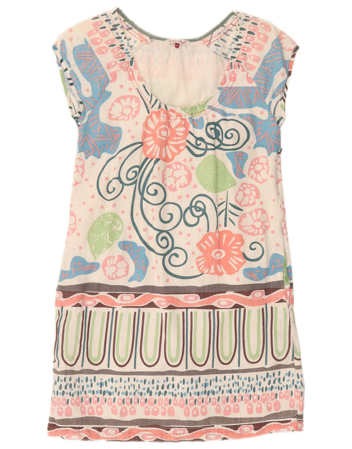 WHITE STUFF Womens Shift Dress UK 8 Small White Floral Linen