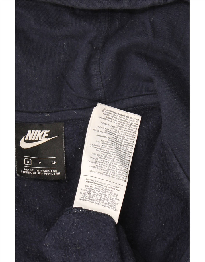 Suéter masculino NIKE com capuz e zíper pequeno azul marinho algodão