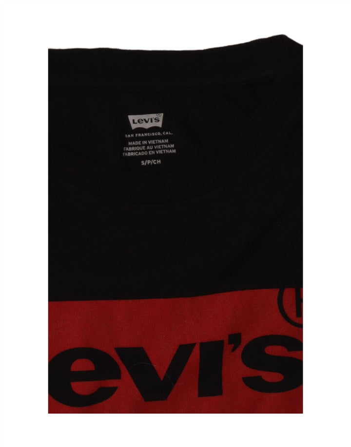 LEVI'S Kvinder Grafisk Vest Top UK 10 Lille Sort