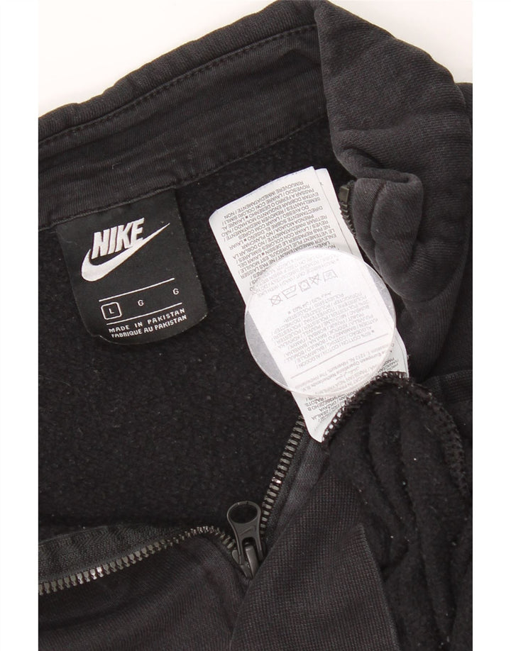Nike Womens 1/4 Zip Oversized Sweatshirt Jumper UK 16 Large Black Cotton