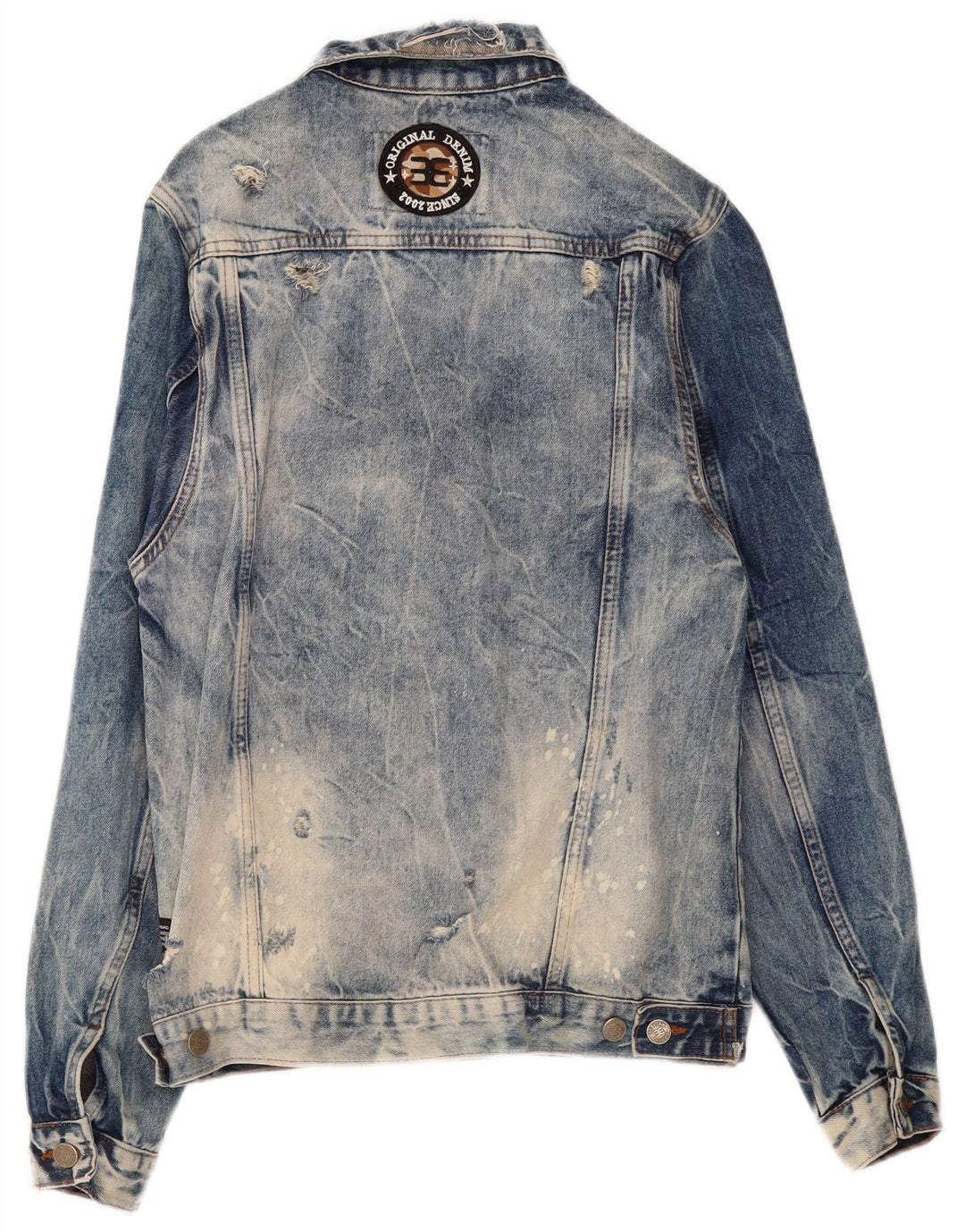 Vintage Mens Distressed Denim Jacket UK 38 Medium Blue Cotton