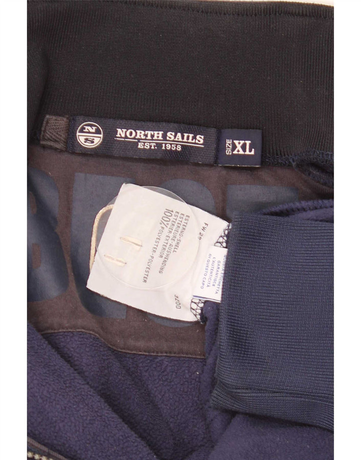 North Sails Mens Graphic Fleece Jacket UK 42 XL Navy Blue Polyester