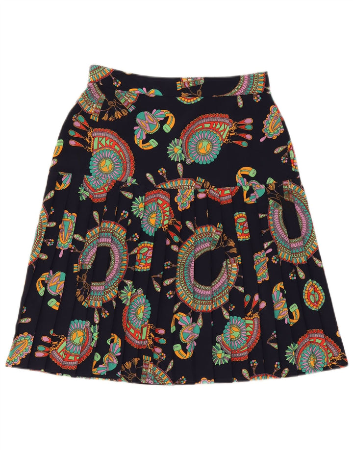Vintage Womens Knife Pleated Skirt IT 44 Medium W28 Navy Blue