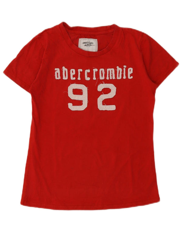 Abercrombie & Fitch Damen-T-Shirt mit Grafik, UK 12, mittelrot, Baumwolle