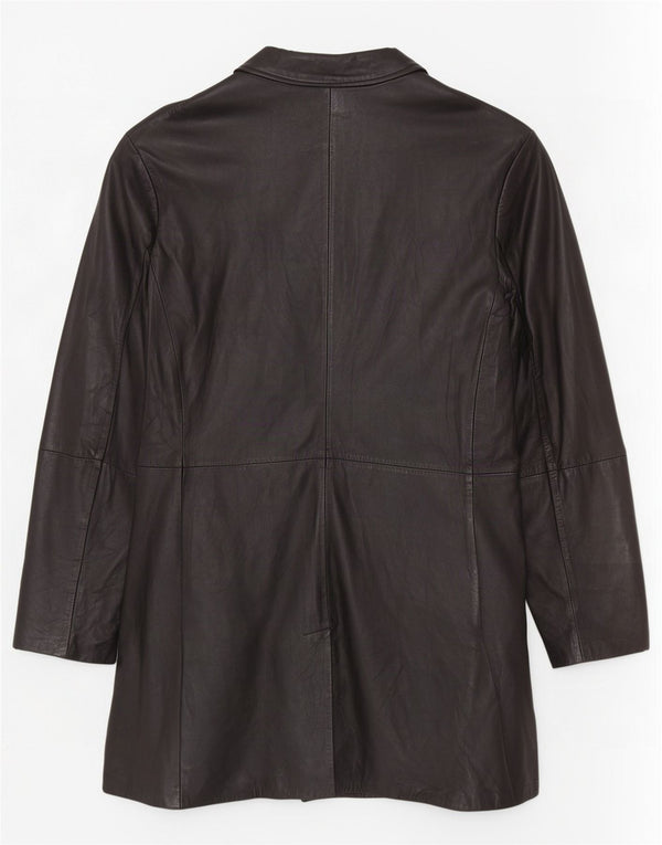 Vintage hombres cuero abrigo Reino Unido 40 grande negro