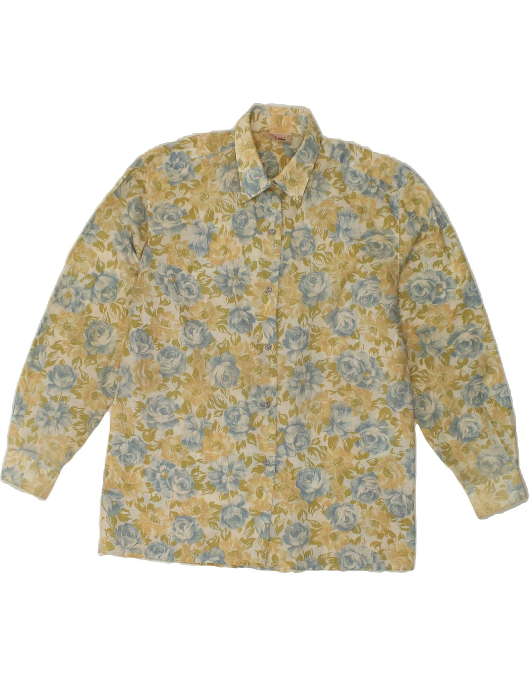 TIKIDA Womens Shirt Blouse UK 14 Large Green Floral Polyester Vintage TIKIDA and Second-Hand TIKIDA from Messina Hembry 