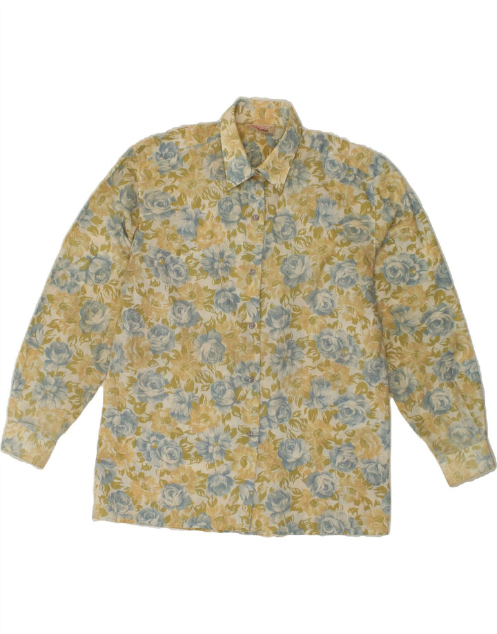 TIKIDA Womens Shirt Blouse UK 14 Large Green Floral Polyester Vintage TIKIDA and Second-Hand TIKIDA from Messina Hembry 