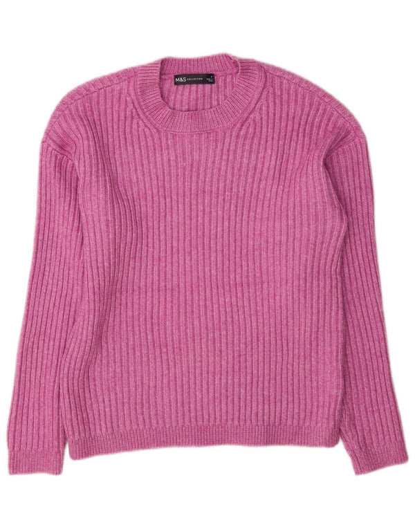 Marks & Spencer Γυναικείο πουλόβερ με λαιμόκοψη UK 10 Small Pink Polyester