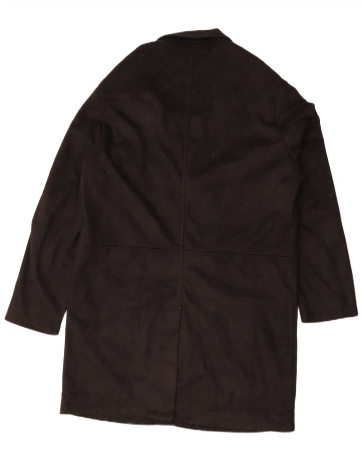 Zara Mens Loose Fit Overcoat UK 38 Medium Black Polyester