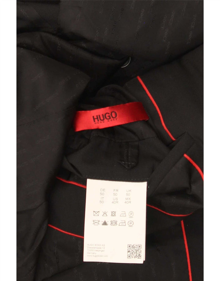 Hugo Boss Mens 2 Button Blazer Jacket EU 50 Large Black Wool