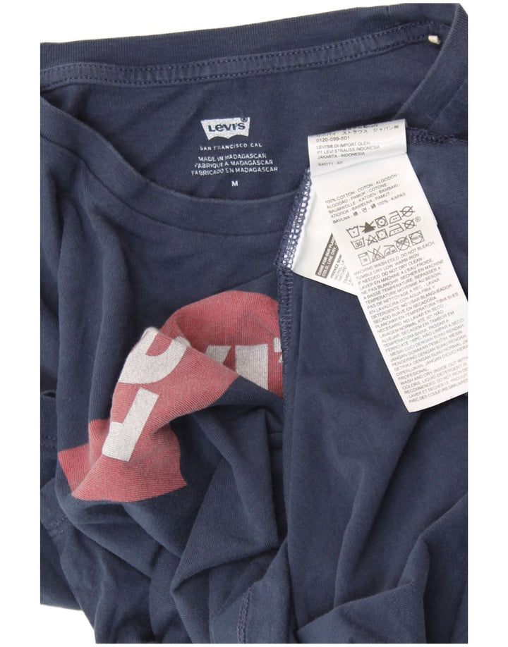 LEVI'S Mens Graphic T-Shirt Top Medium Navy Blue Cotton
