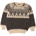 Vintage Mens Crew Neck Jumper Sweater Small Grey Fair Isle