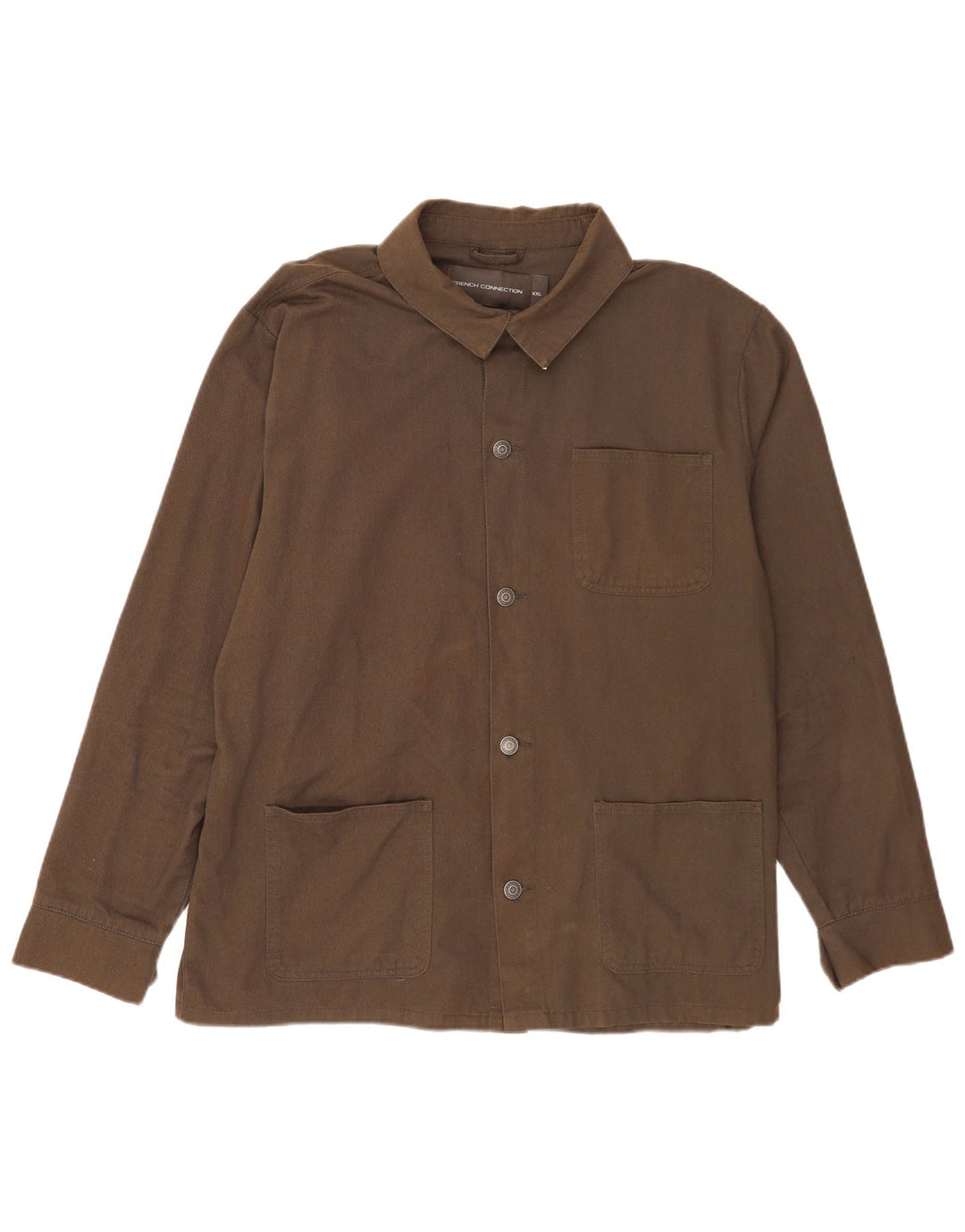 French Connection Herren-Overshirt-Hemd, 2XL, Khaki, Baumwolle