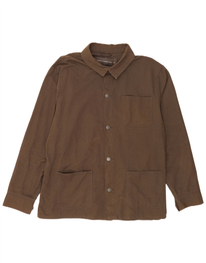 French Connection Herren-Overshirt-Hemd, 2XL, Khaki, Baumwolle