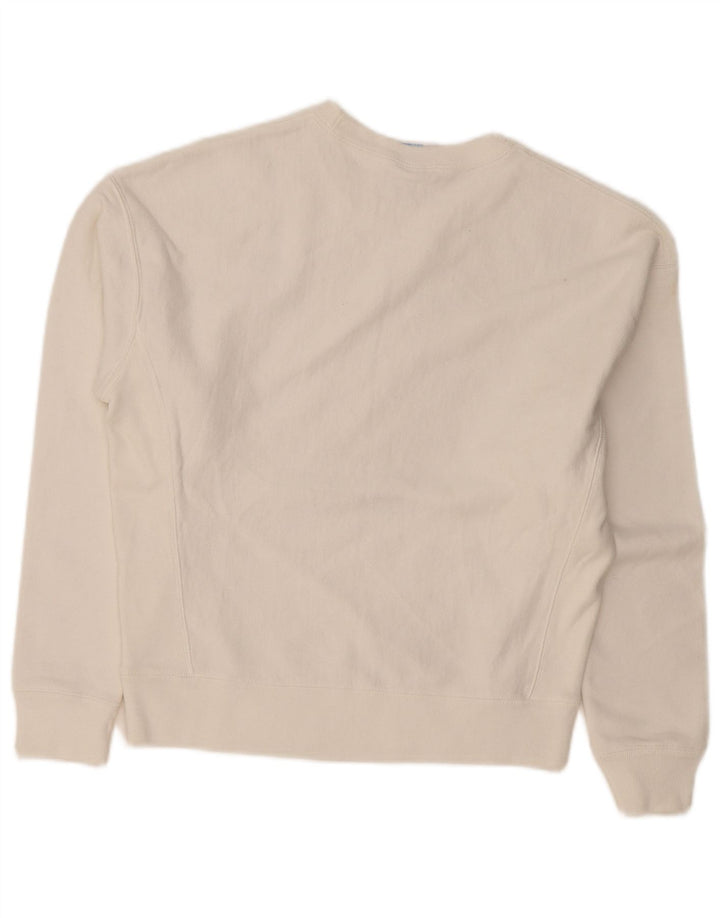 Champion Womens Sweatshirt Jumper UK 14 Medium White Cotton