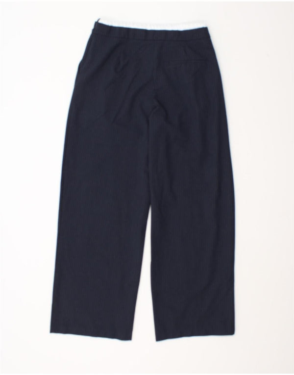 Zara Womens High Waist Wide Leg Trousers Small W27 L29 Navy Blue Striped