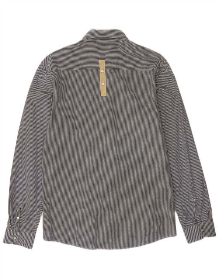 Quiksilver Mens Shirt Small Blue Pinstripe Cotton