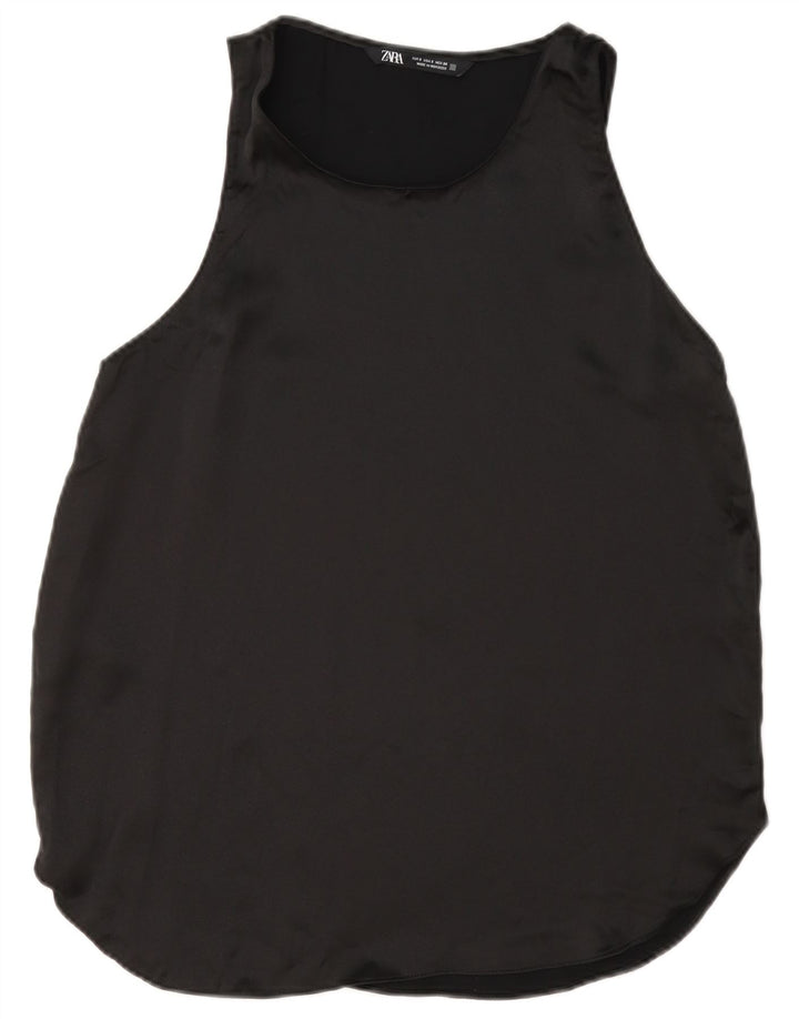 Zara Womens Sleeveless Blouse Top UK 10 Small Black
