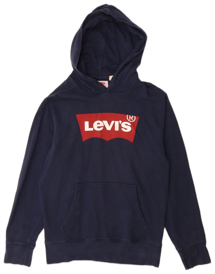 Levi's Mens Graphic Hoodie Jumper Small Navy Blue Cotton