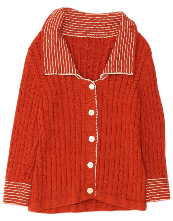 Maglione cardigan da donna vintage UK 10 piccolo a righe rosse