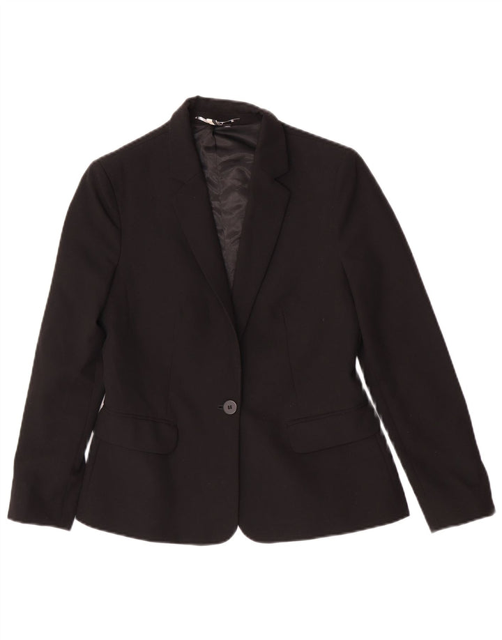 Topshop Damen 1-Knopf-Blazerjacke UK 6 XS Schwarz Polyester