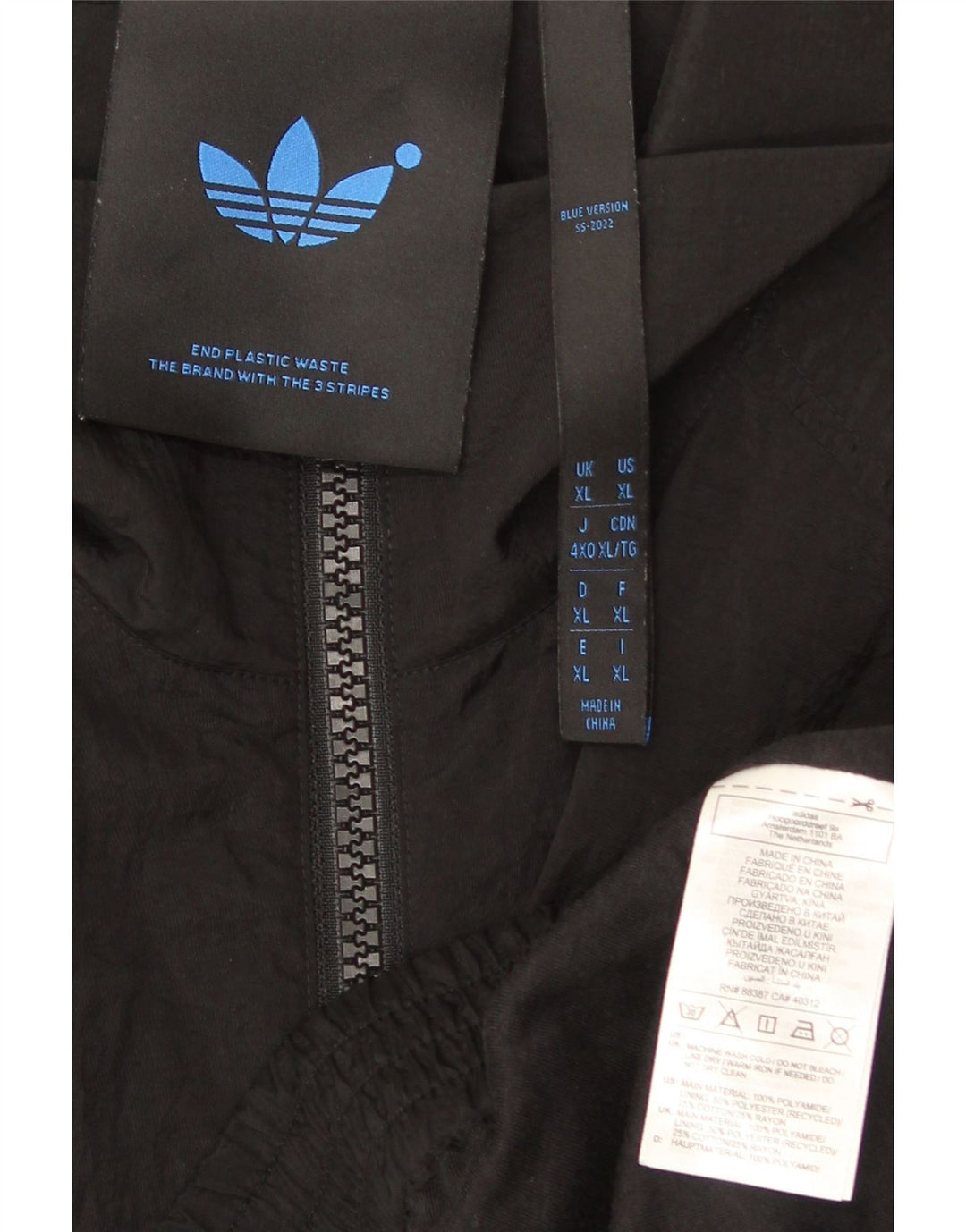 Adidas Mens Loose Fit Bomber Jacket UK 42 XL Black Polyamide