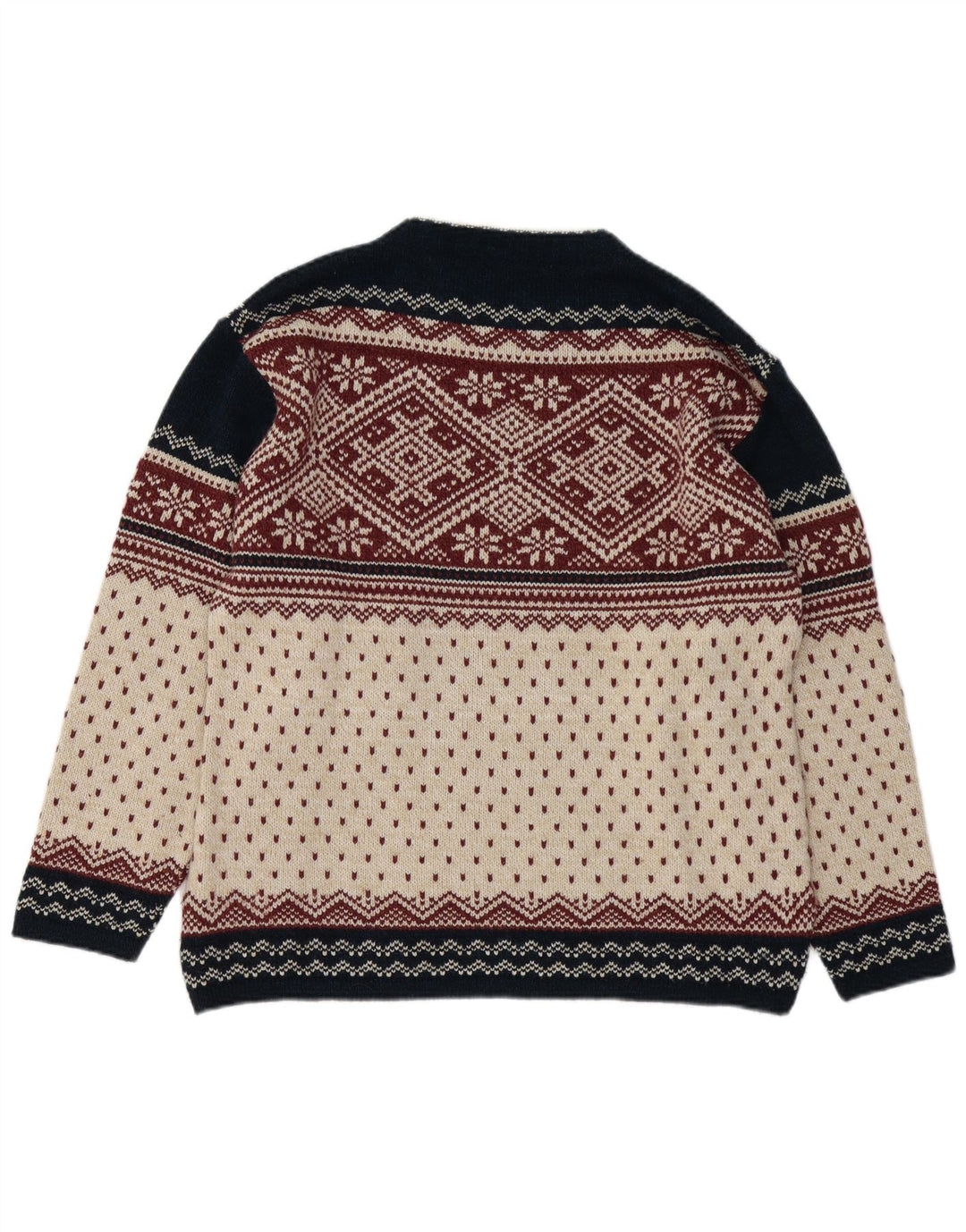 VINTAGE Mens Crew Neck Jumper Sweater Small Multicoloured Fair Isle