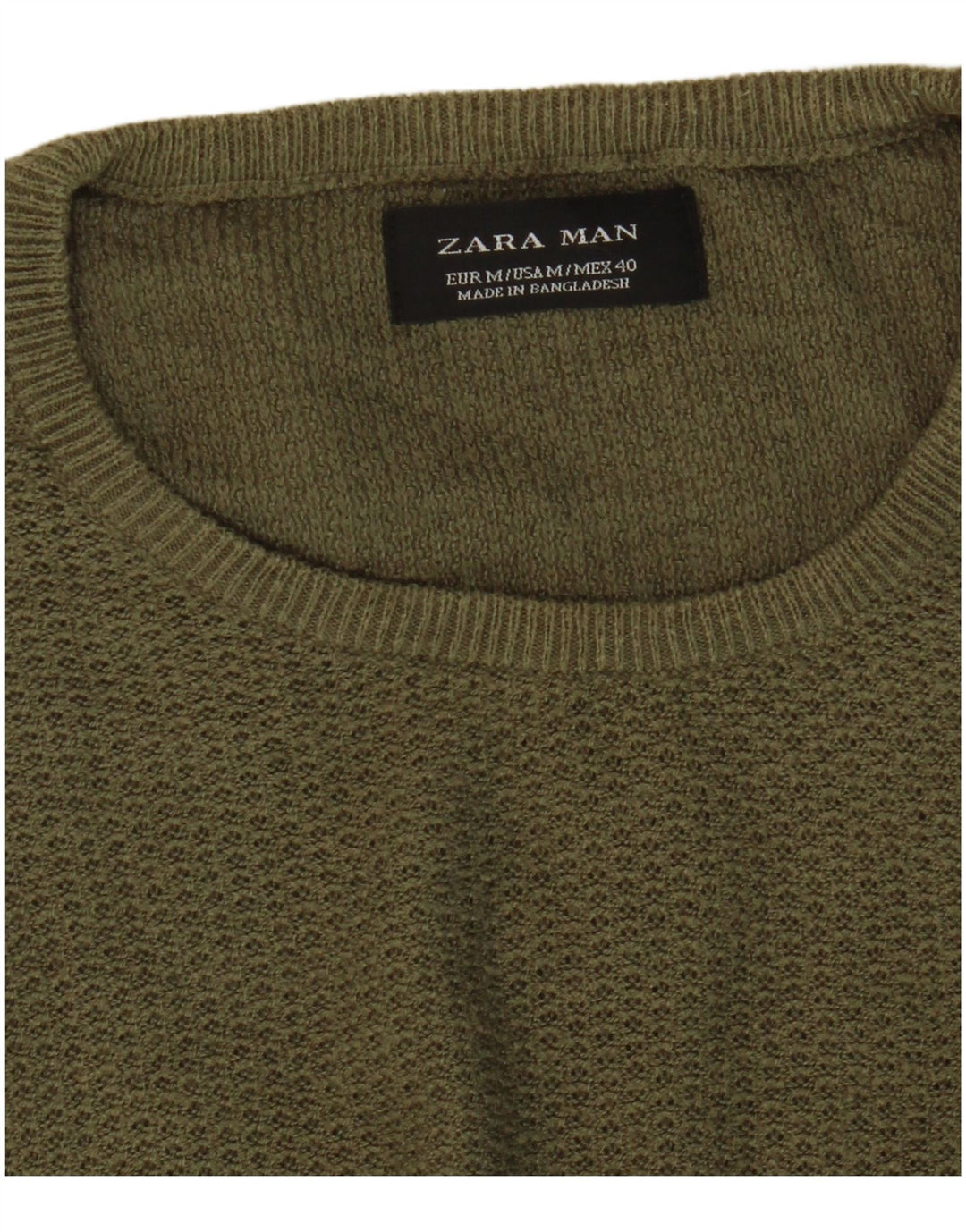 Zara Herre Jumper Sweater med rund hals Medium Khaki