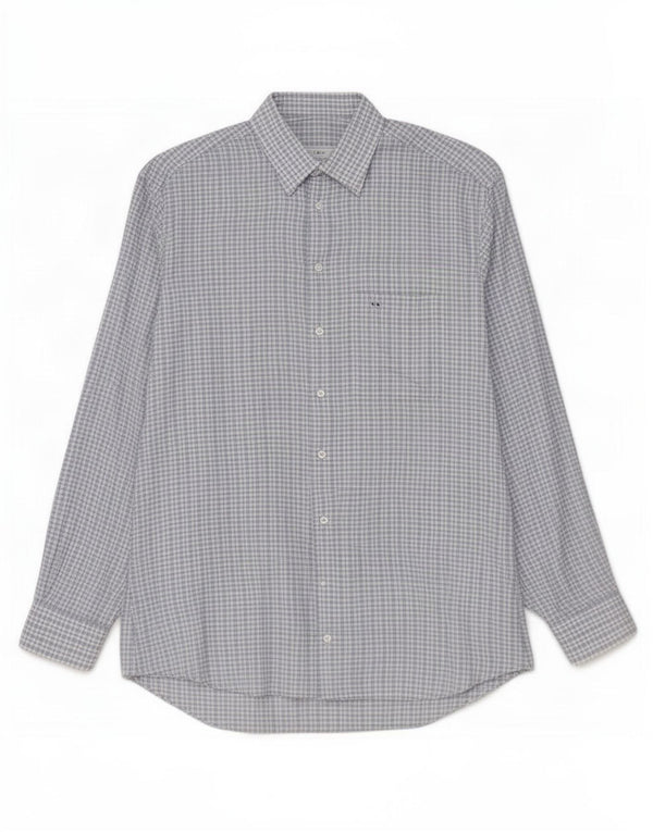 Ermenegildo Zegna Camisa De Franela De Algodón A Cuadros Azul Grande Hombre