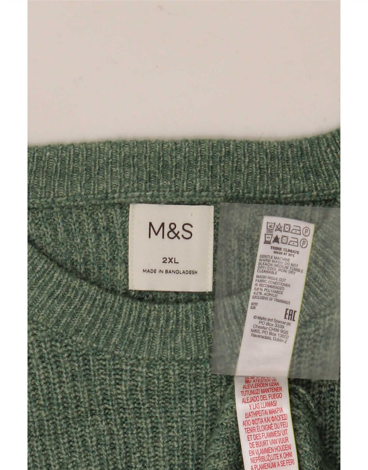 Marks & Spencer Mens Crew Neck Jumper Sweater 2XL Green Polyamide