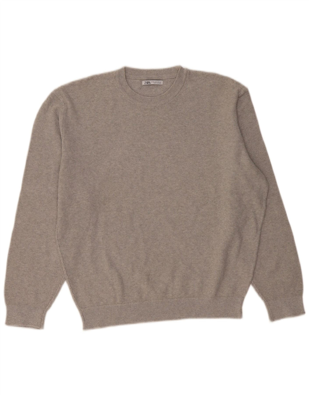 Zara Womens Crew Neck Jumper Sweater UK 18 XL Grey