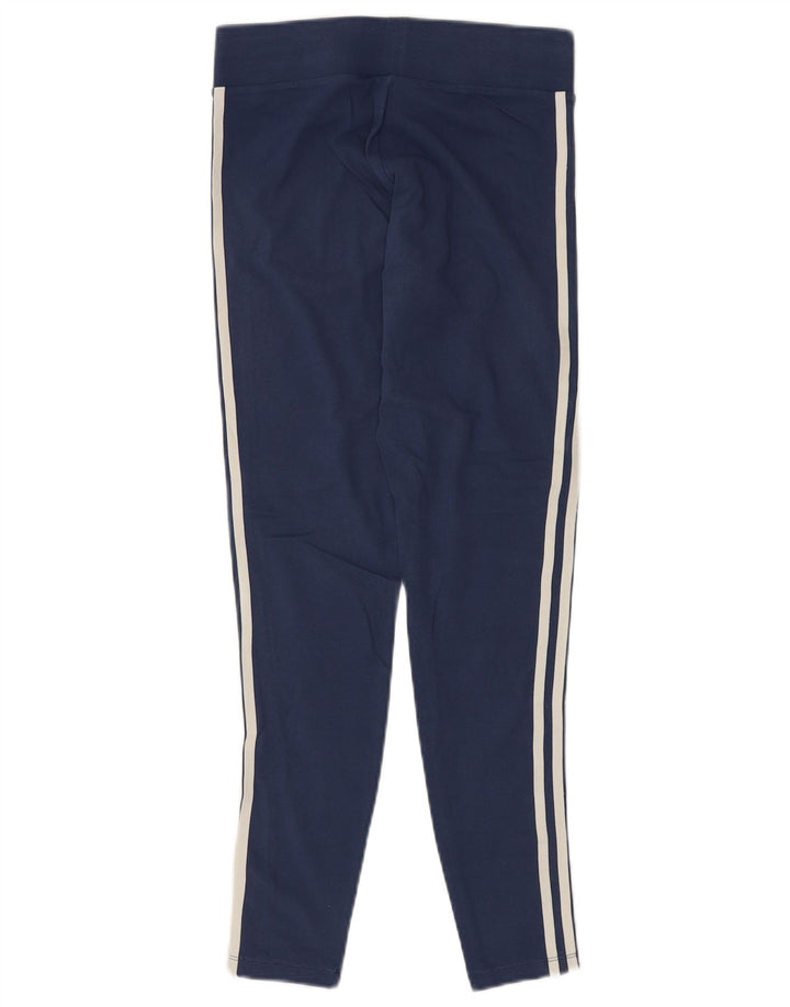 ADIDAS Dame Leggings UK 12 Medium Marineblå Bomuld