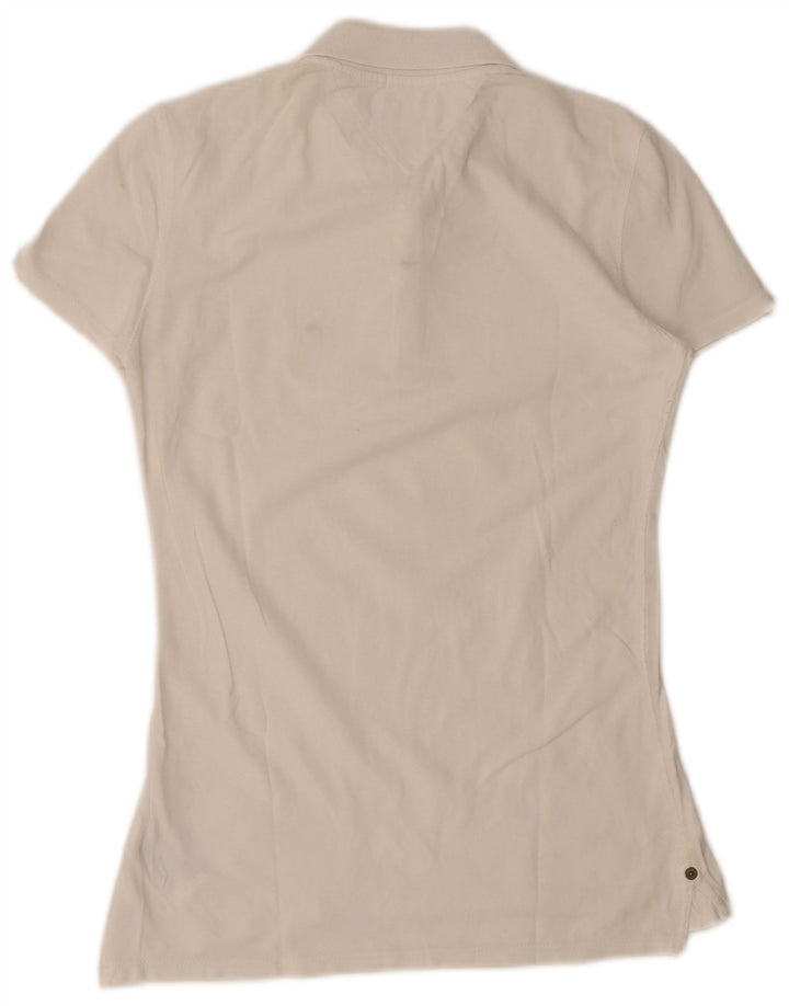 Tommy Hilfiger Womens Polo Shirt UK 12 Medium White Cotton