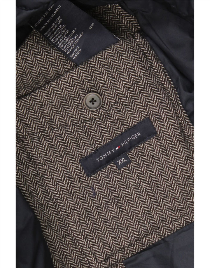 Tommy Hilfiger Herre Polstret Jakke UK 44 2XL Grå Sildebensuld