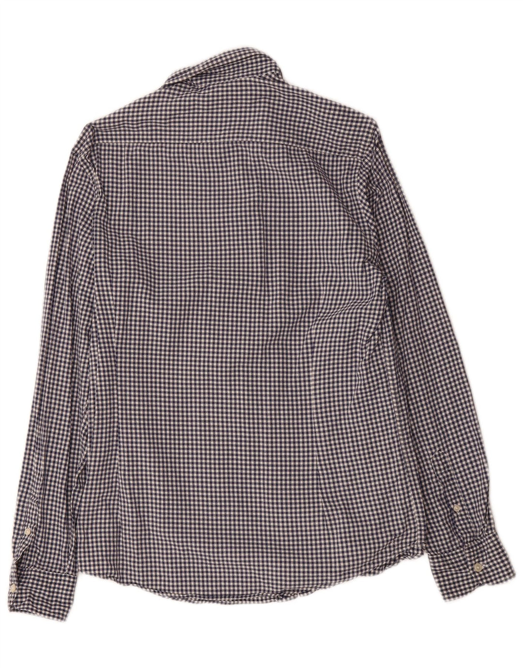 MASSIMO DUTTI Mens Shirt Large Navy Blue Gingham