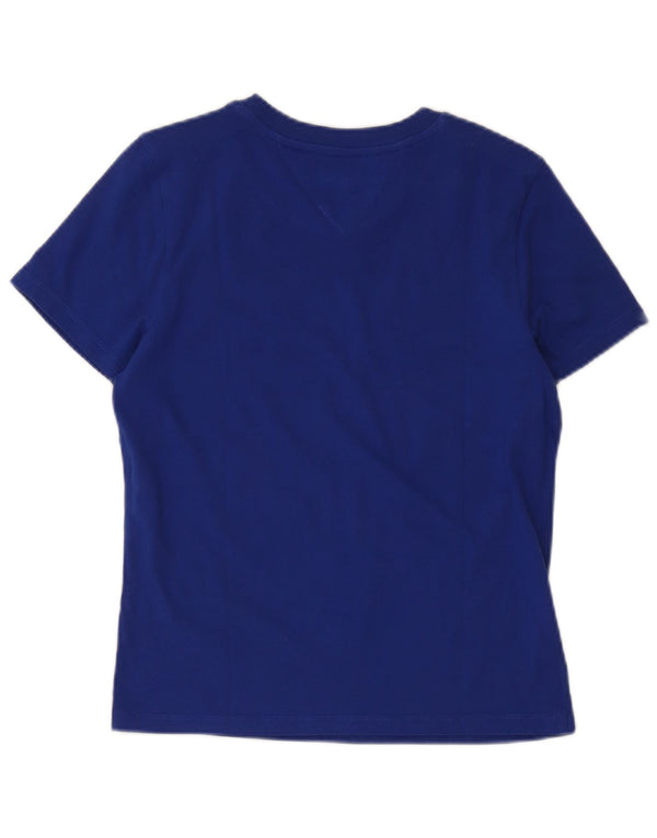 Tommy Jeans Womens Graphic T-Shirt Top UK 10 Small Blue Cotton