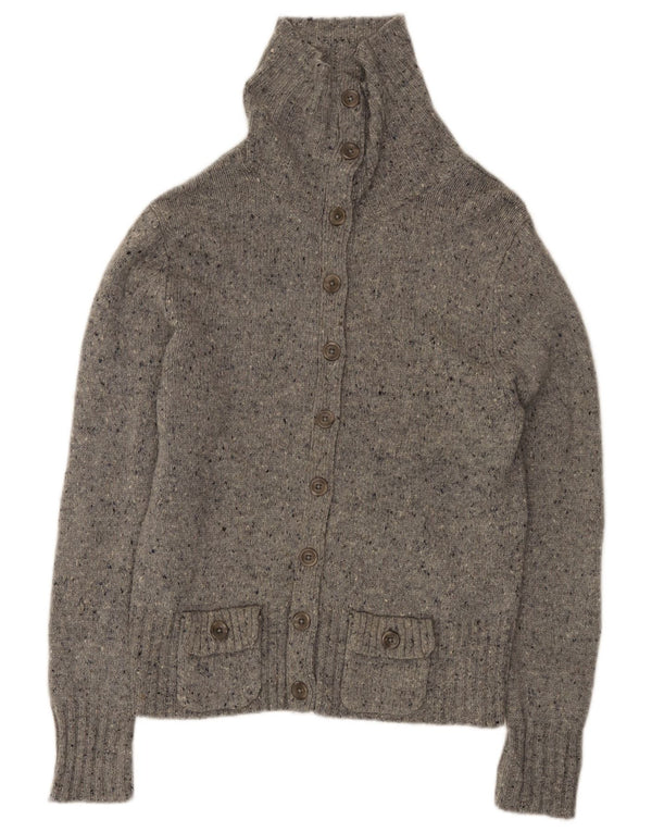 Eddie Bauer Womens Cardigan Sweater UK 16 Large Gris Moucheté Laine d'Agneau