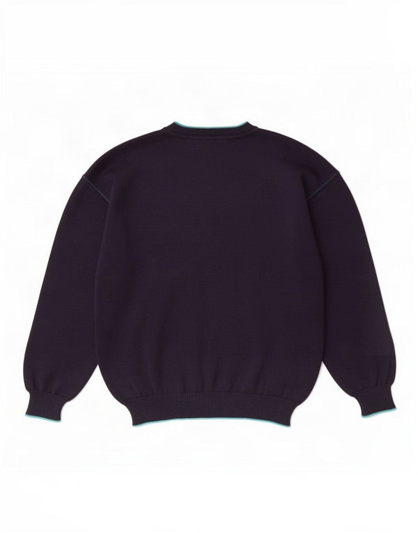 Maglione vintage da uomo con scollo a V IT 50 lana blu navy media