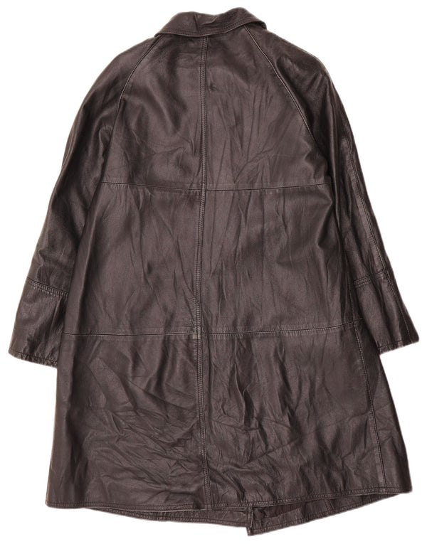 Casaco de couro feminino vintage IT 42 médio preto