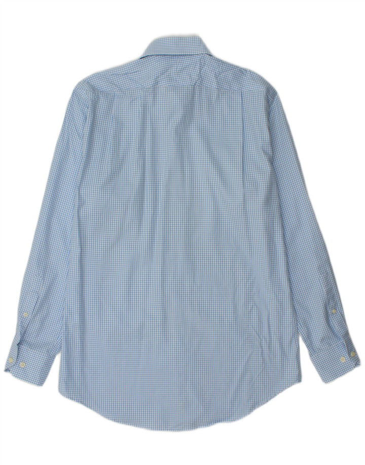 PETER MILLAR Mens Long Shirt Size 15 5 Medium Blue Gingham Cotton